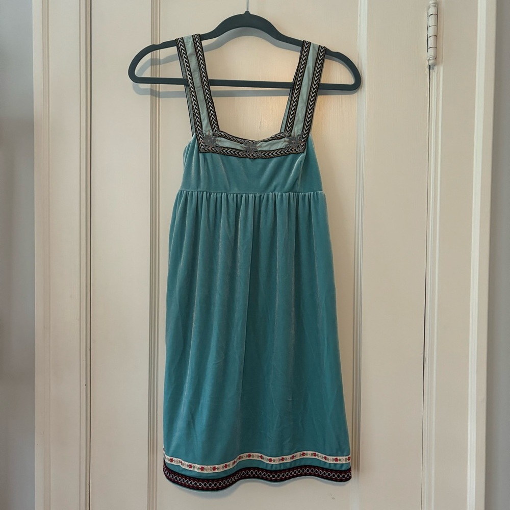 Vintage y2k Free People Scandinavian Snowflake Dress Aqua